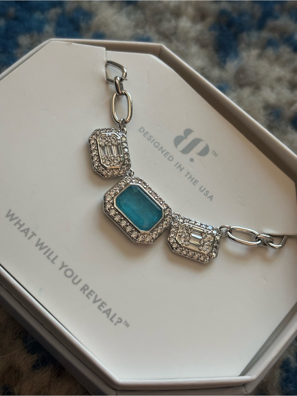bp lab created light blue quartz stones necklace